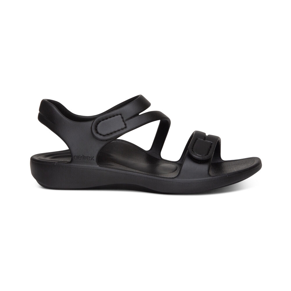 Aetrex Women's Jillian Sport Water-Friendly Sandals - Black | USA WX62QPC